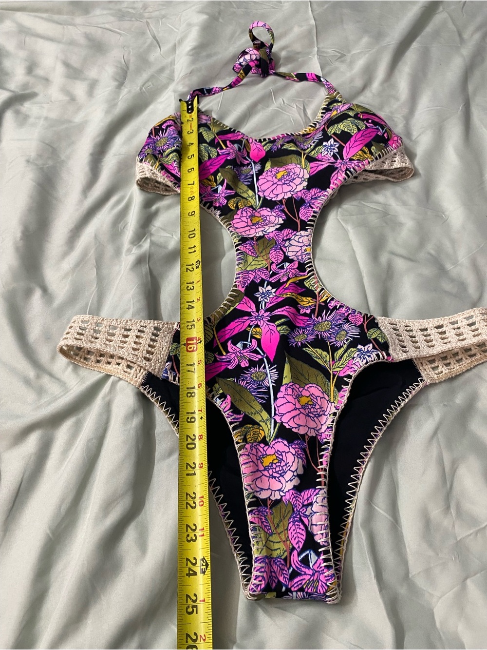 Victoria's Secret Tropical Floral Crochet Monokini Size Large Boho Festival - Picture 10 of 12